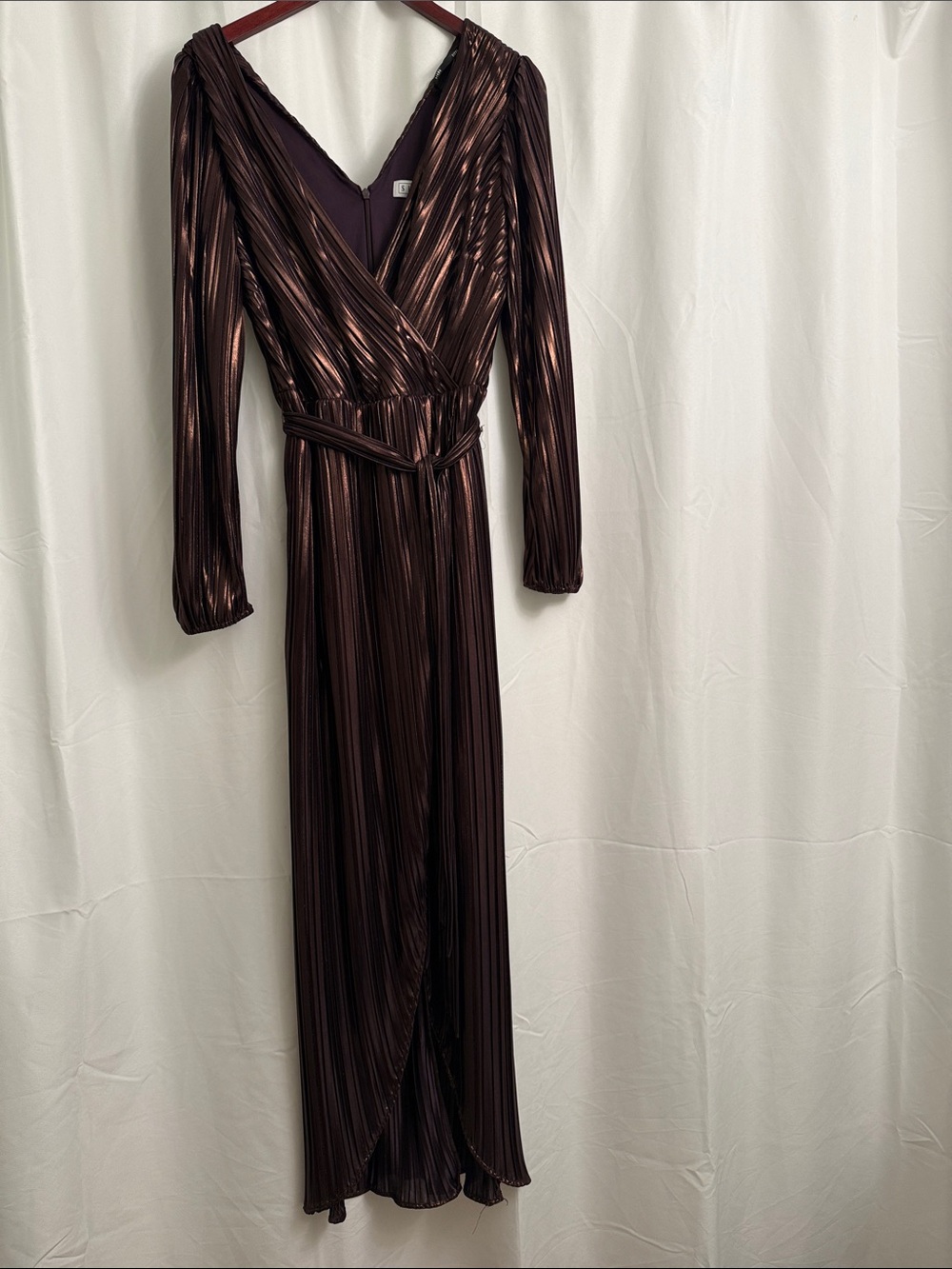 Siena Studio Metallic Plum Wrap Maxi Dress - Long Sleeve